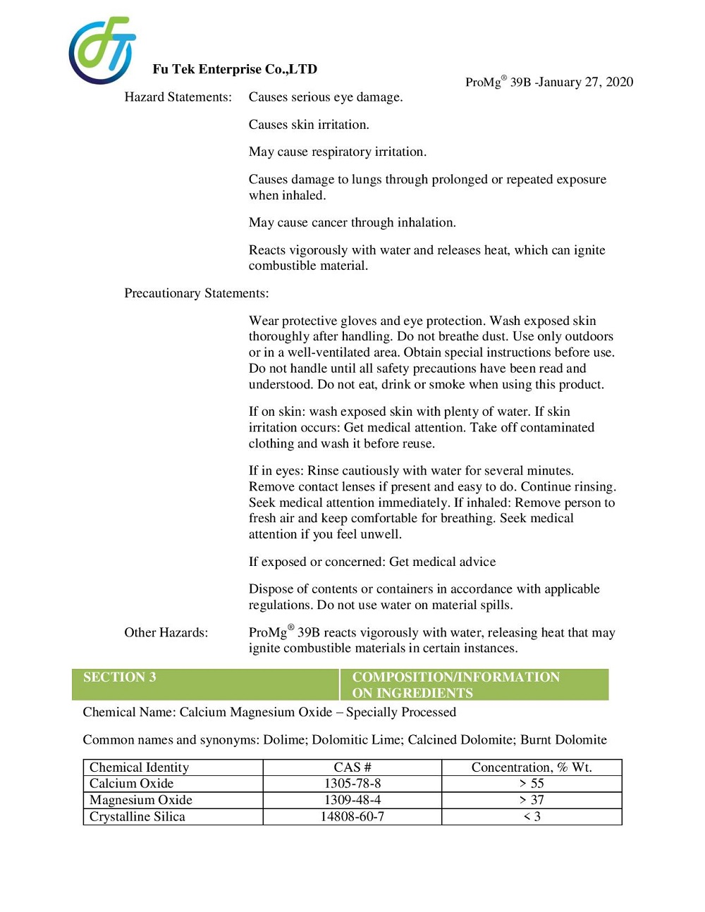 MSDS DOLOMITE NUNG 1